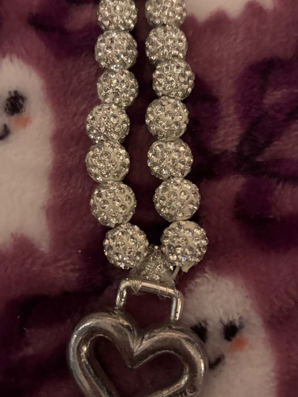 Sparkling Silver Crystal Bead Necklace with Heart Pendant handmade with Brighton